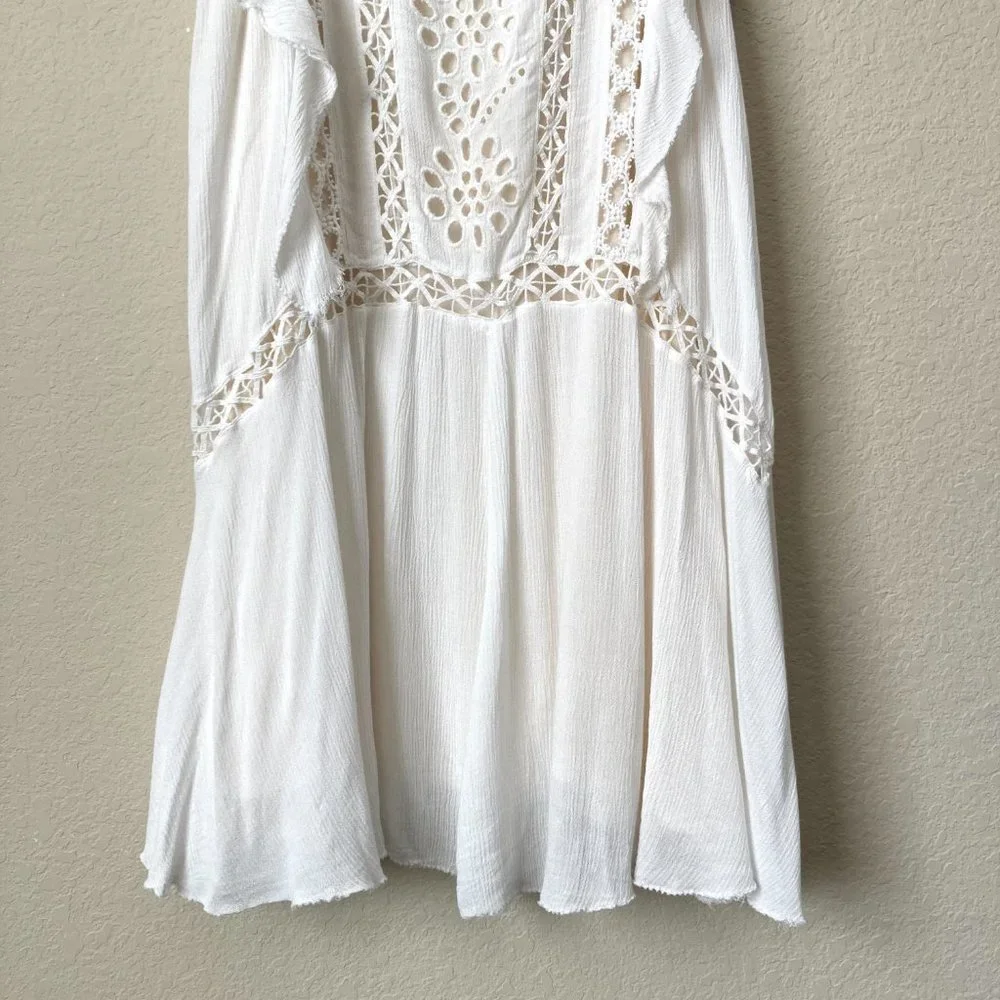 Free People One Boho Eyelet Ruffle Lace Trim Priscilla Mini Dress_4